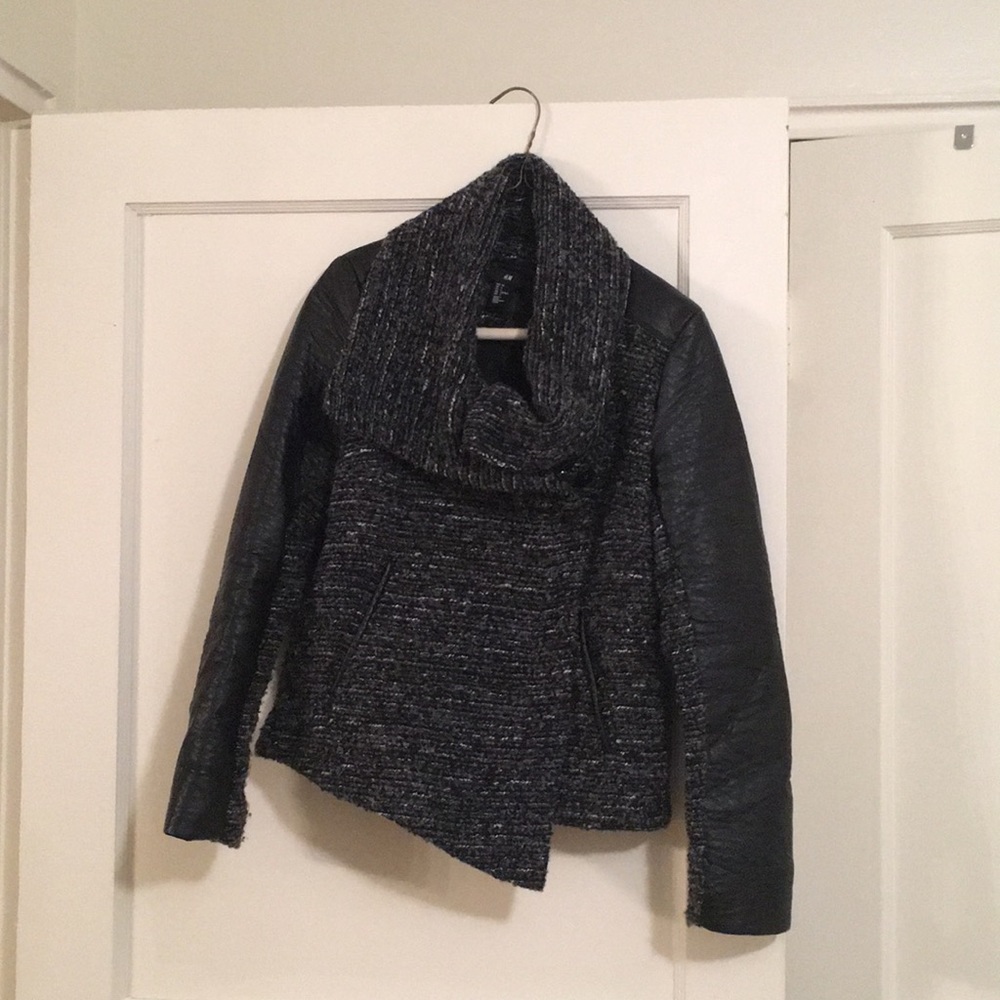 H&M tweed and leather jacket sz 6